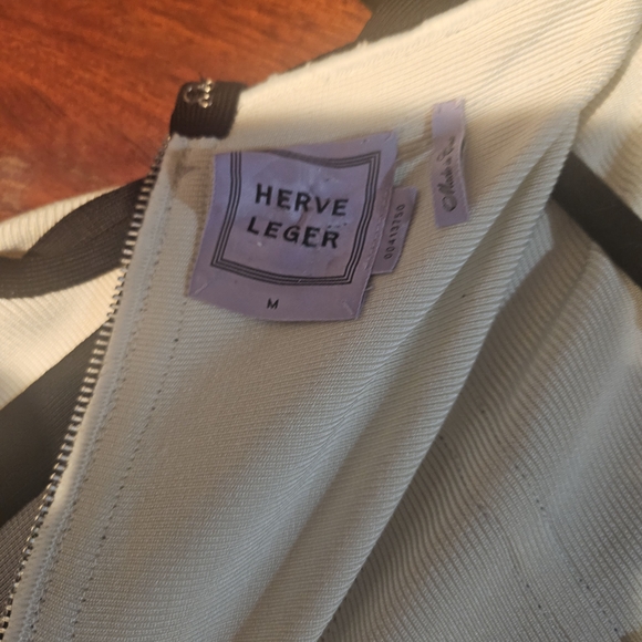 Herve Leger Black and White Grid Midi Dress - Picture 7 of 9